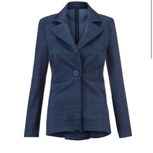 NWT- Cabi Blue Grid Check Blazer, stylish fitted silhouette - A MUST HAVE-size 8